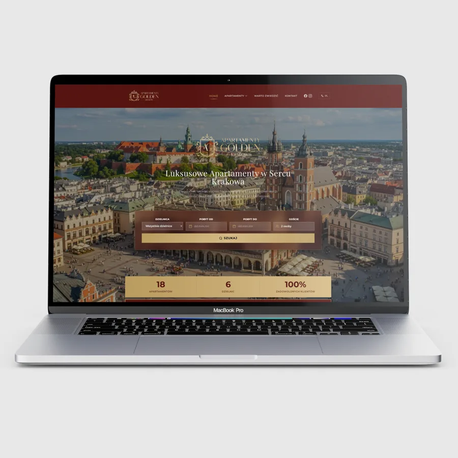 Apartamenty Golden Kraków — Strona dla apartamentów w centrum Krakowa z systemem rezerwacji.
